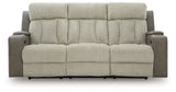 Stately Check Power Reclining Sofa with Adjustable Headrest