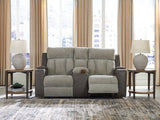 Stately Check Power Reclining Loveseat/Console/Adjustable Headrest