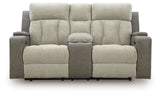 Stately Check Power Reclining Loveseat/Console/Adjustable Headrest