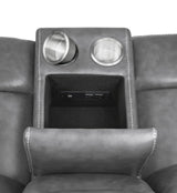 Conrad Upholstered Padded Arm Motion Sofa Set Grey