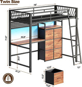 Haven Twin Loft Bed w/ Desk & Storage
