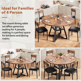 Modern Farmhouse Round Dining Table Set with Storage Shelf