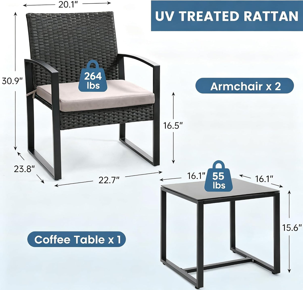 Cindy 3pc Bistro Set