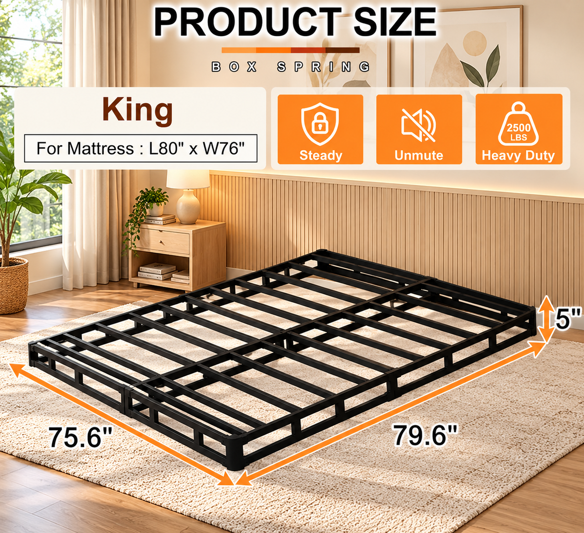 5-Inch Heavy-Duty Metal Box Spring