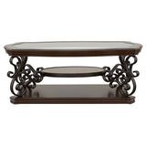 Laney Glass Top Coffee and End Table Set Dark Merlot