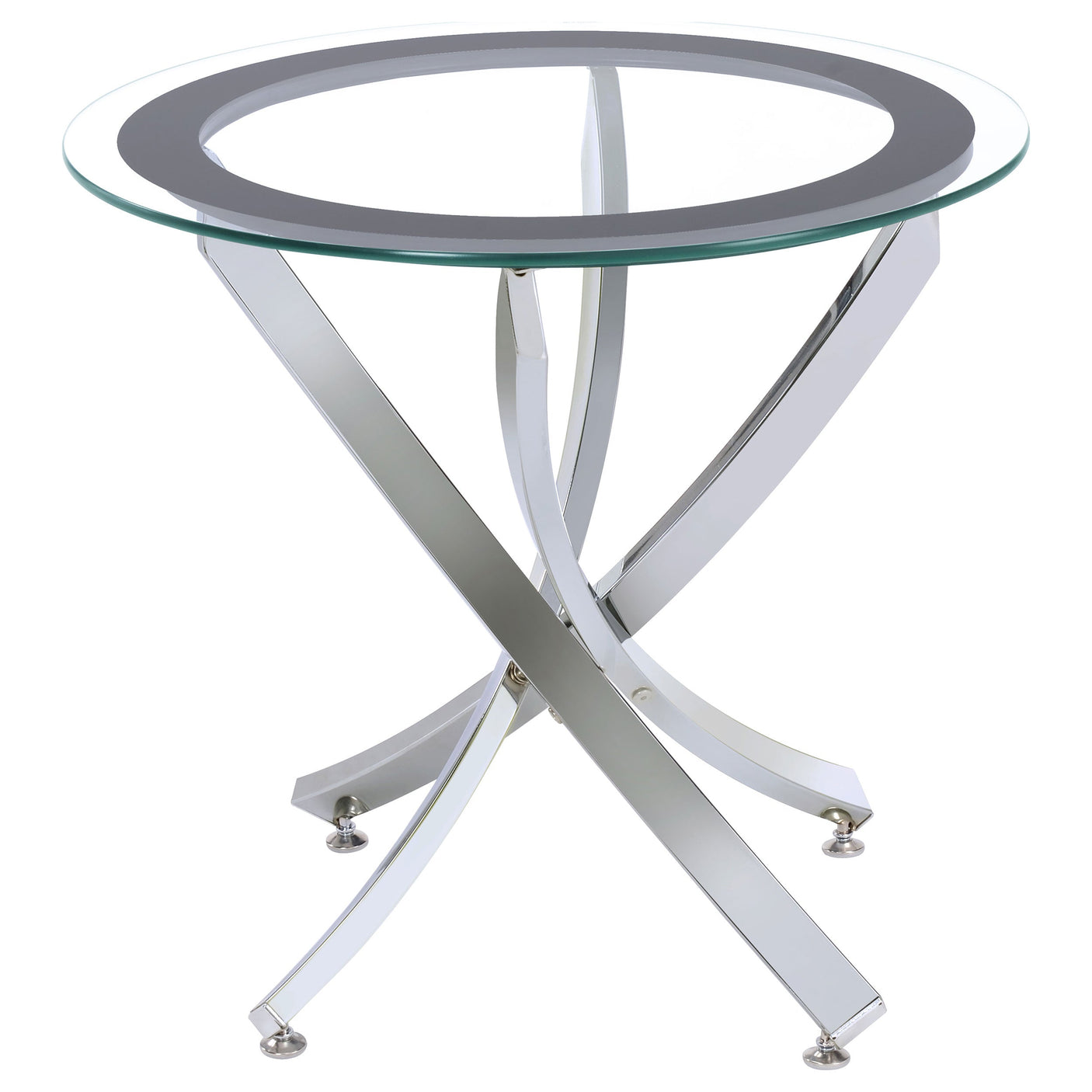 Brooke Round Glass Top Side End Table Metal Base