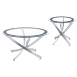 Brooke Round Coffee and End Table Set Brass