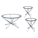 Brooke Round Coffee and End Table Set Brass
