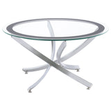 Brooke Round Glass Top Coffee Table Metal Base