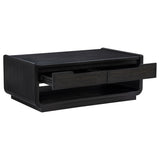 Leandro 2-drawer Wood Cocktail Coffee Table Burnished Black
