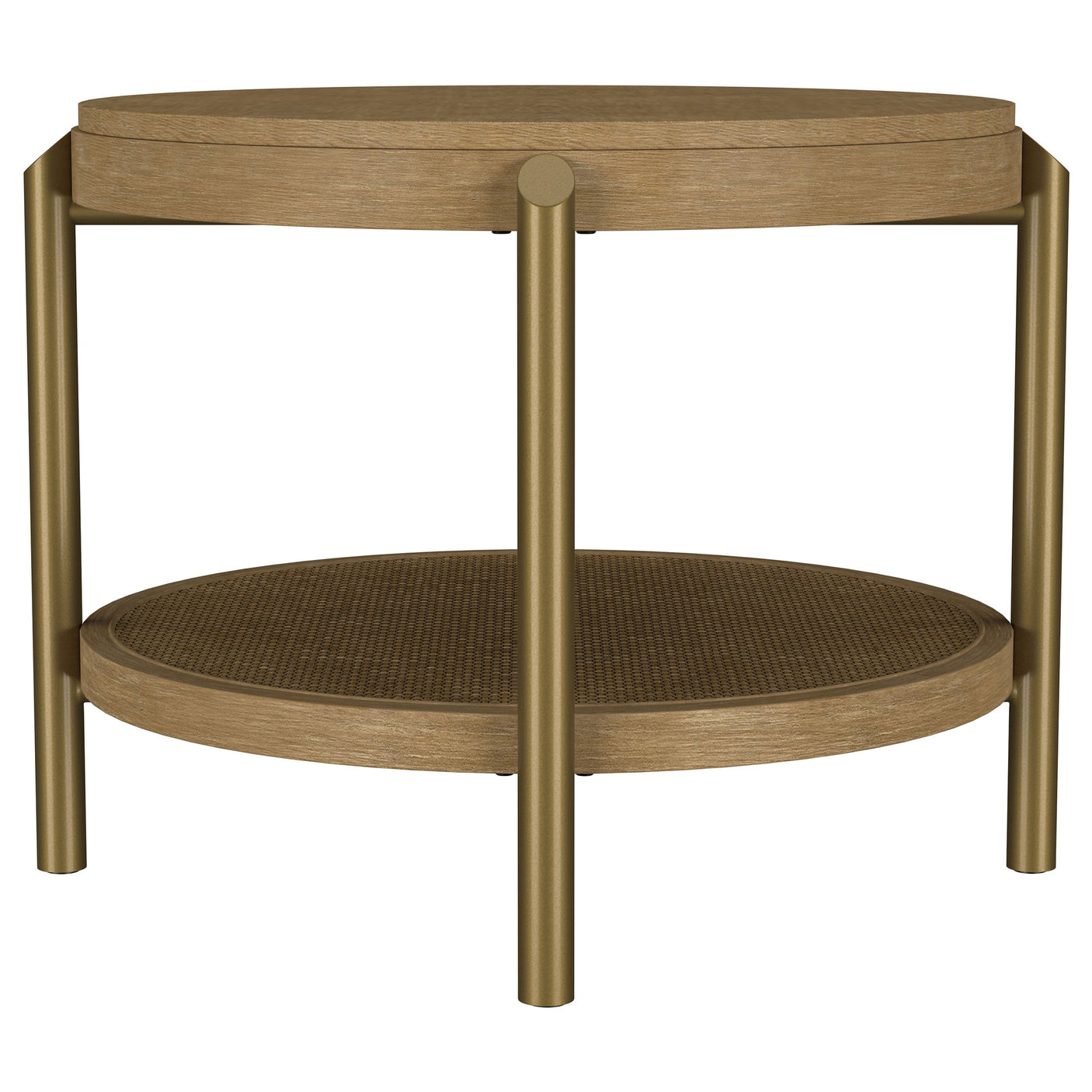 Arini Round End Side Table With Storage Shelf