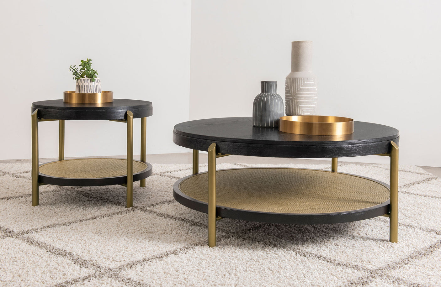 Arini Round End Side Table With Storage Shelf