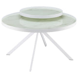 Briggs Round Marble Printed Glass Top Coffee Table