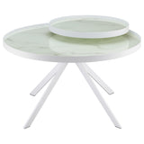 Briggs Round Marble Printed Glass Top Coffee Table