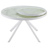Briggs Round Marble Printed Glass Top Coffee Table