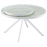 Briggs Round Marble Printed Glass Top Coffee Table