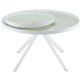 Briggs Round Marble Printed Glass Top Coffee Table