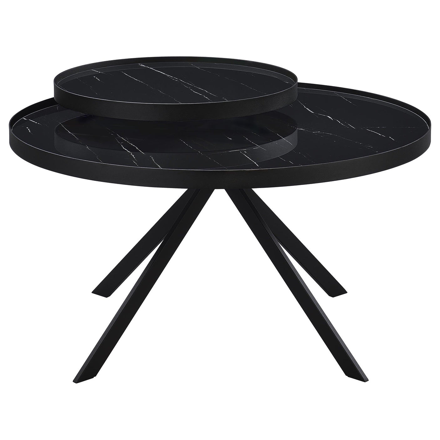 Briggs Round Marble Printed Glass Top Coffee Table