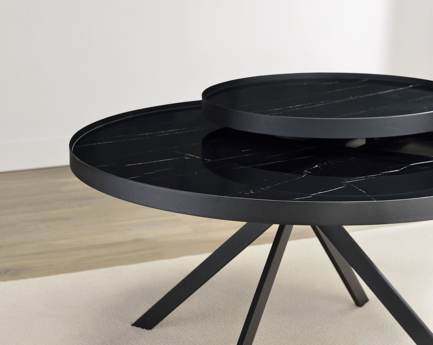 Briggs Round Marble Printed Glass Top Coffee Table