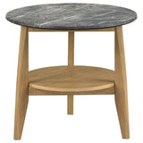 Bradley Round SmartTop End Side Table Grey and Natural