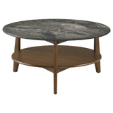 Bradley Round SmartTop Cocktail Coffee Table Grey and Natural