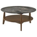 Bradley Round Smarttop Cocktail Coffee Table Smokey Grey and Brown