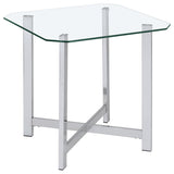 Cronin Square Tempered Glass Top Side End Table Chrome