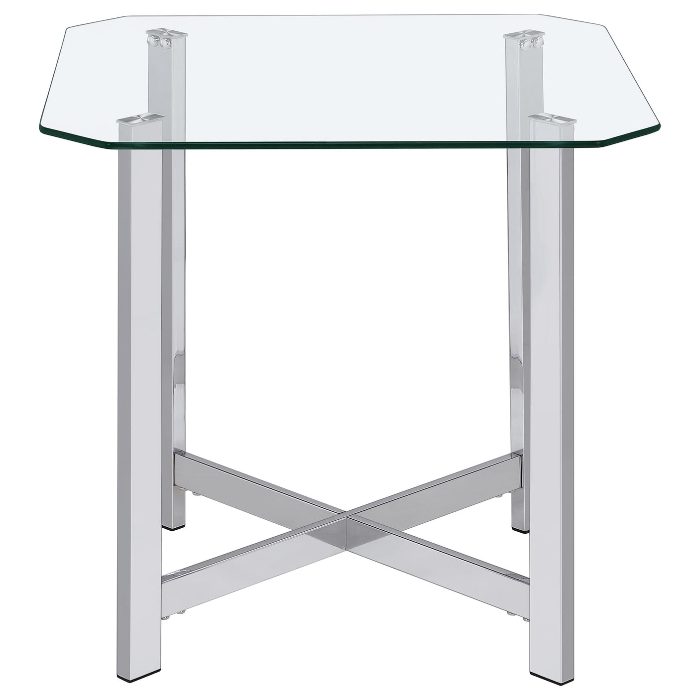 Cronin Square Tempered Glass Top Side End Table Chrome