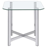 Cronin 2-piece Tempered Glass Top Coffee Table Set Chrome