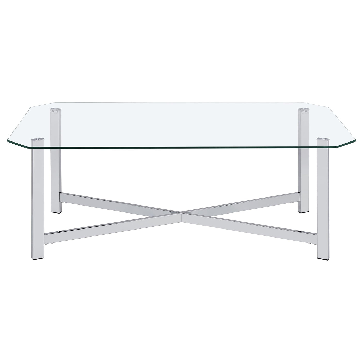 Cronin 2-piece Tempered Glass Top Coffee Table Set Chrome