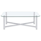 Cronin 2-piece Tempered Glass Top Coffee Table Set Chrome
