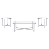 Cronin 2-piece Tempered Glass Top Coffee Table Set Chrome