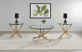 Brooke Round Coffee and End Table Set Brass