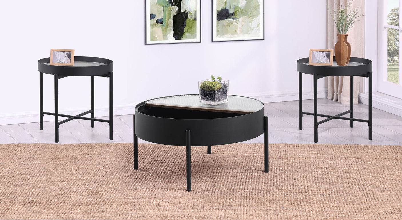 Ozella Round Coffee and End Table Set Sandy