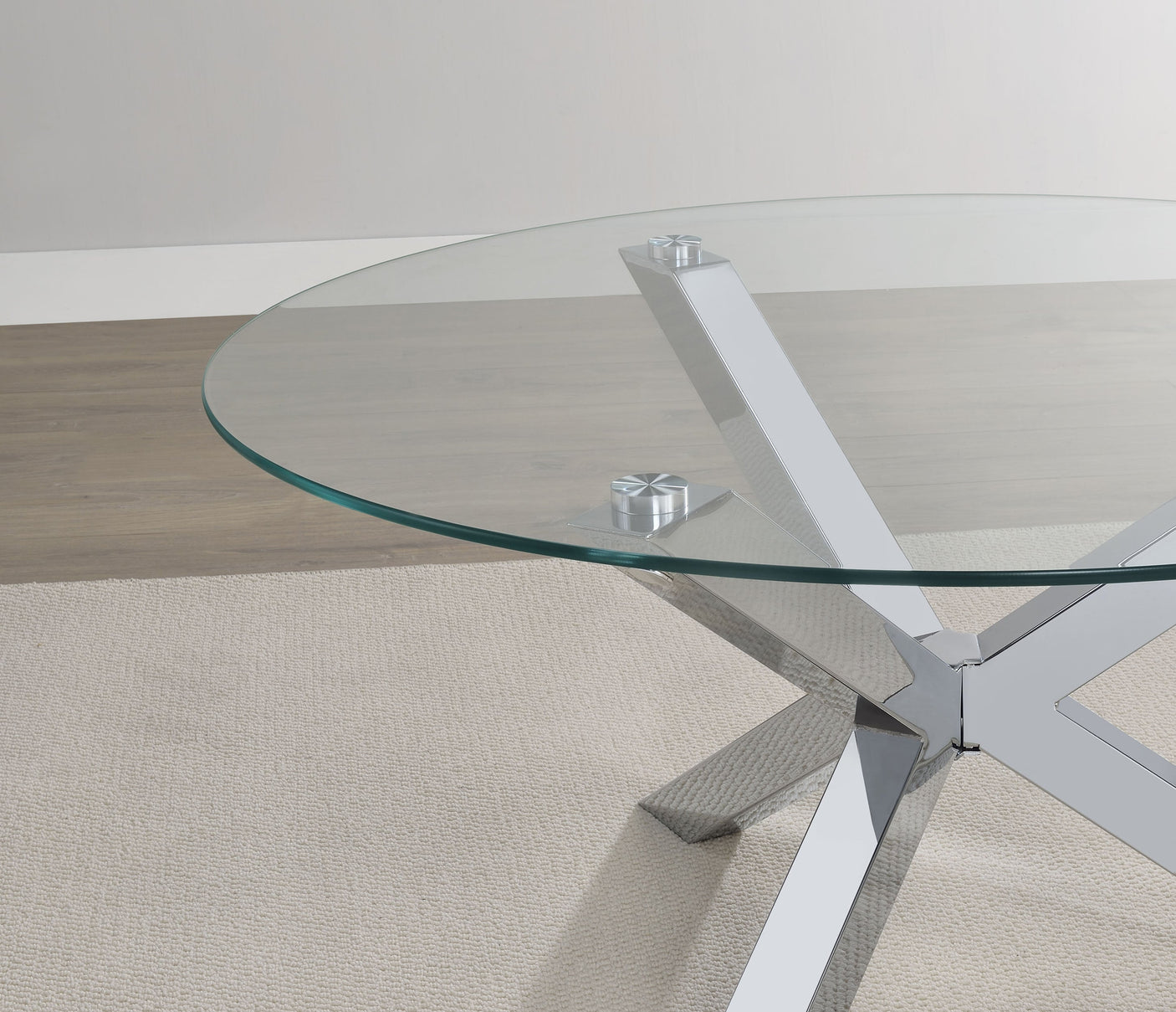 Kenzie Round Coffee and End Table Set Chrome