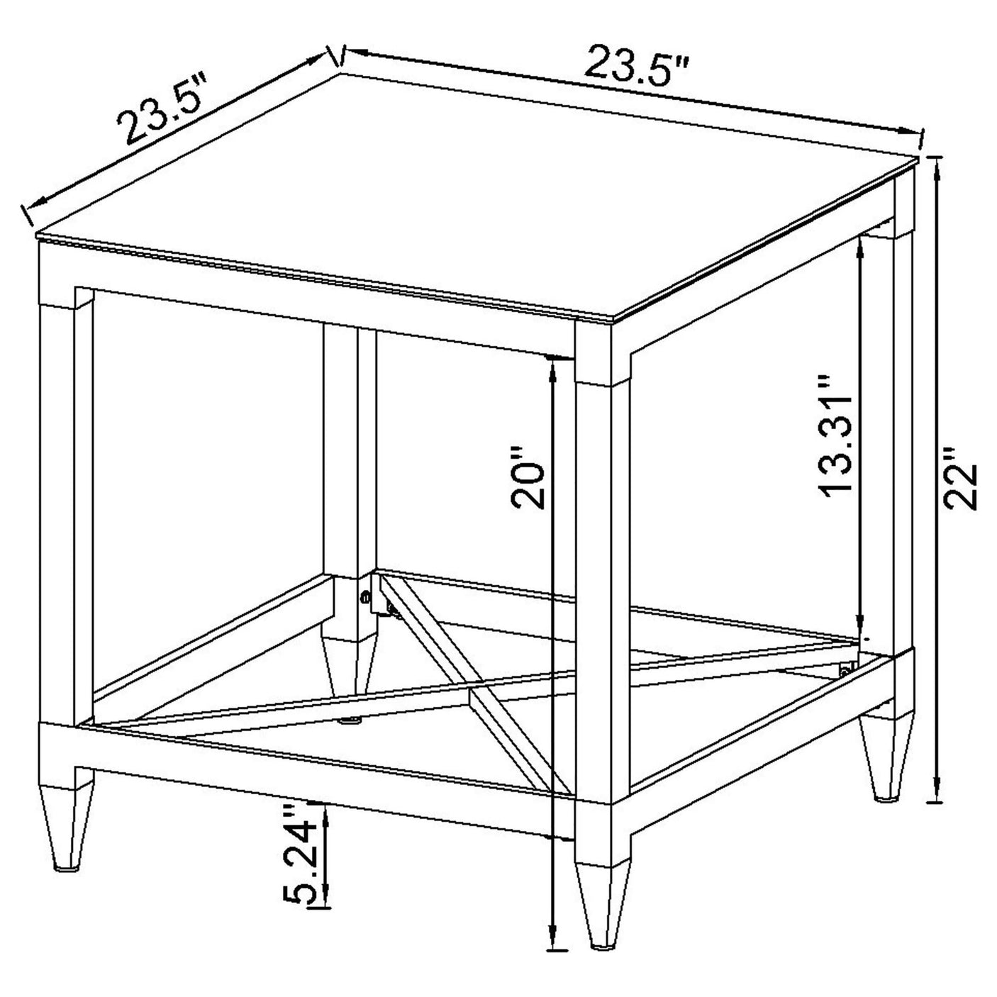 Lindley Square Coffee and End Table Set Chrome