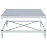 Lindley Square Tempered Mirror Acrylic Coffee Table Chrome