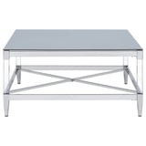 Lindley Square Tempered Mirror Acrylic Coffee Table Chrome
