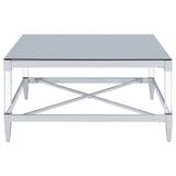 Lindley Square Tempered Mirror Acrylic Coffee Table Chrome