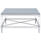 Lindley Square Tempered Mirror Acrylic Coffee Table Chrome