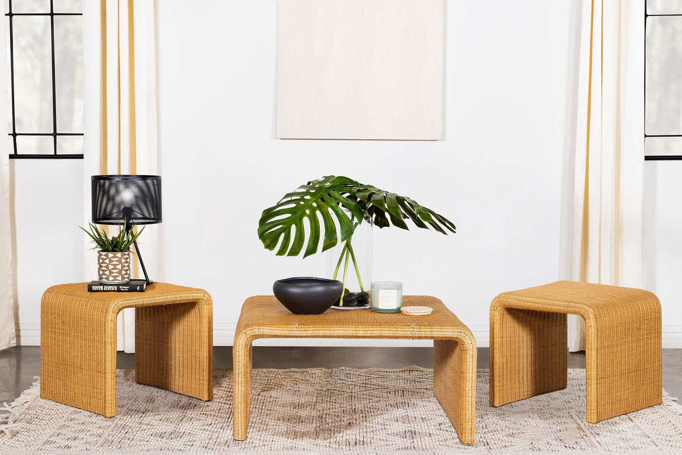 Cahya Rattan Coffee and End Table Set