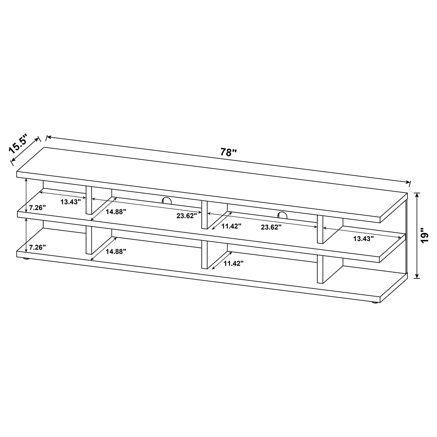 Cartmill 78-inch 2-tier TV Stand Media Console