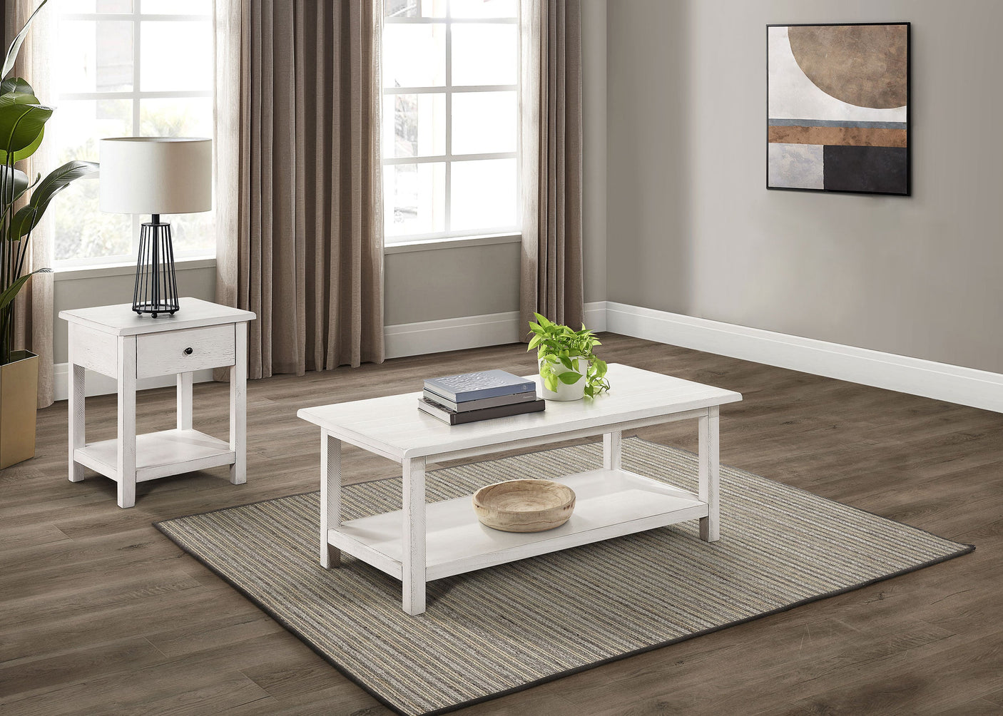 Payne Coffee and 1-Drawer End Table Set White