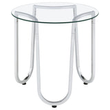 Beller Round Tempered Glass Top End Side Table Chrome