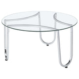 Beller 2-piece Round Tempered Glass Top Coffee Table Set Chrome