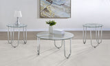 Beller 2-piece Round Tempered Glass Top Coffee Table Set Chrome