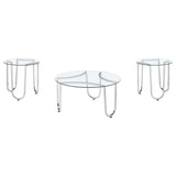 Beller 2-piece Round Tempered Glass Top Coffee Table Set Chrome