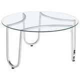 Beller 2-piece Round Tempered Glass Top Coffee Table Set Chrome