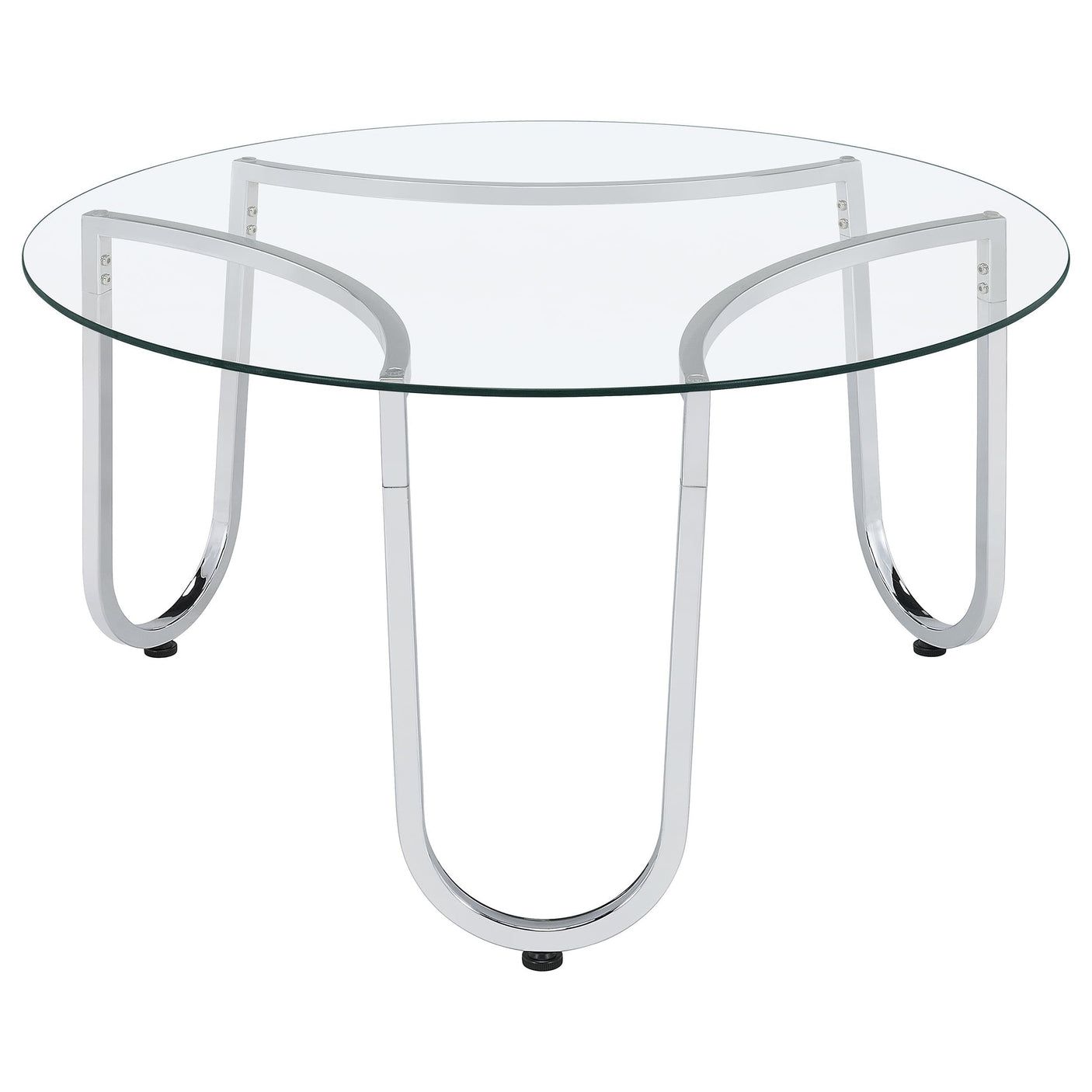 Beller 2-piece Round Tempered Glass Top Coffee Table Set Chrome