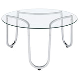 Beller 2-piece Round Tempered Glass Top Coffee Table Set Chrome